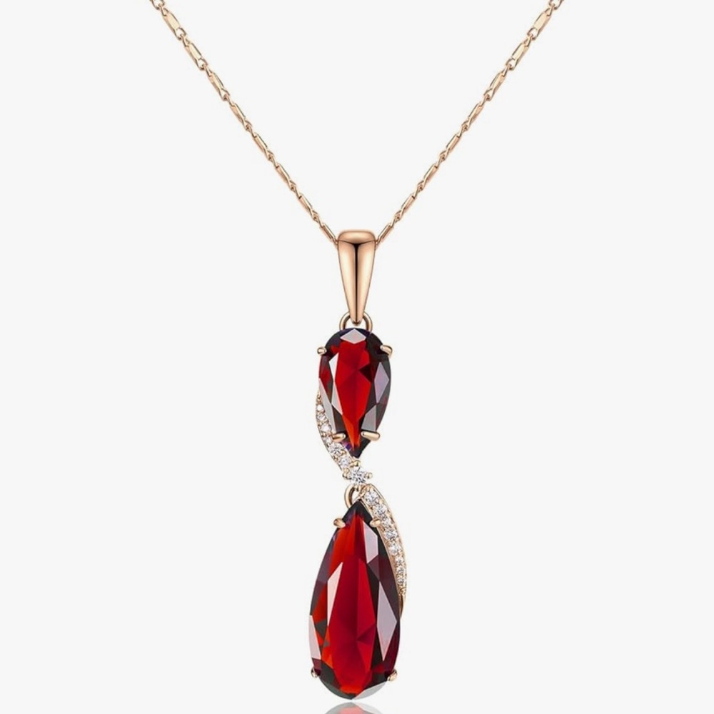 Glamorous Garnet Necklace with Gold Chain